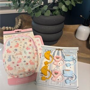 Pink Bunny Bottle Pouch with Pastel Straw Toppers